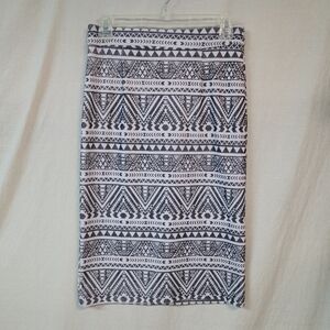 CI Sono Skirt Womens Med Black White Aztec Pattern Stretch Pencil Skirt Western